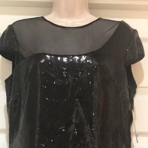 NWT Argenti Sequined Mesh Black Dress Size 8
